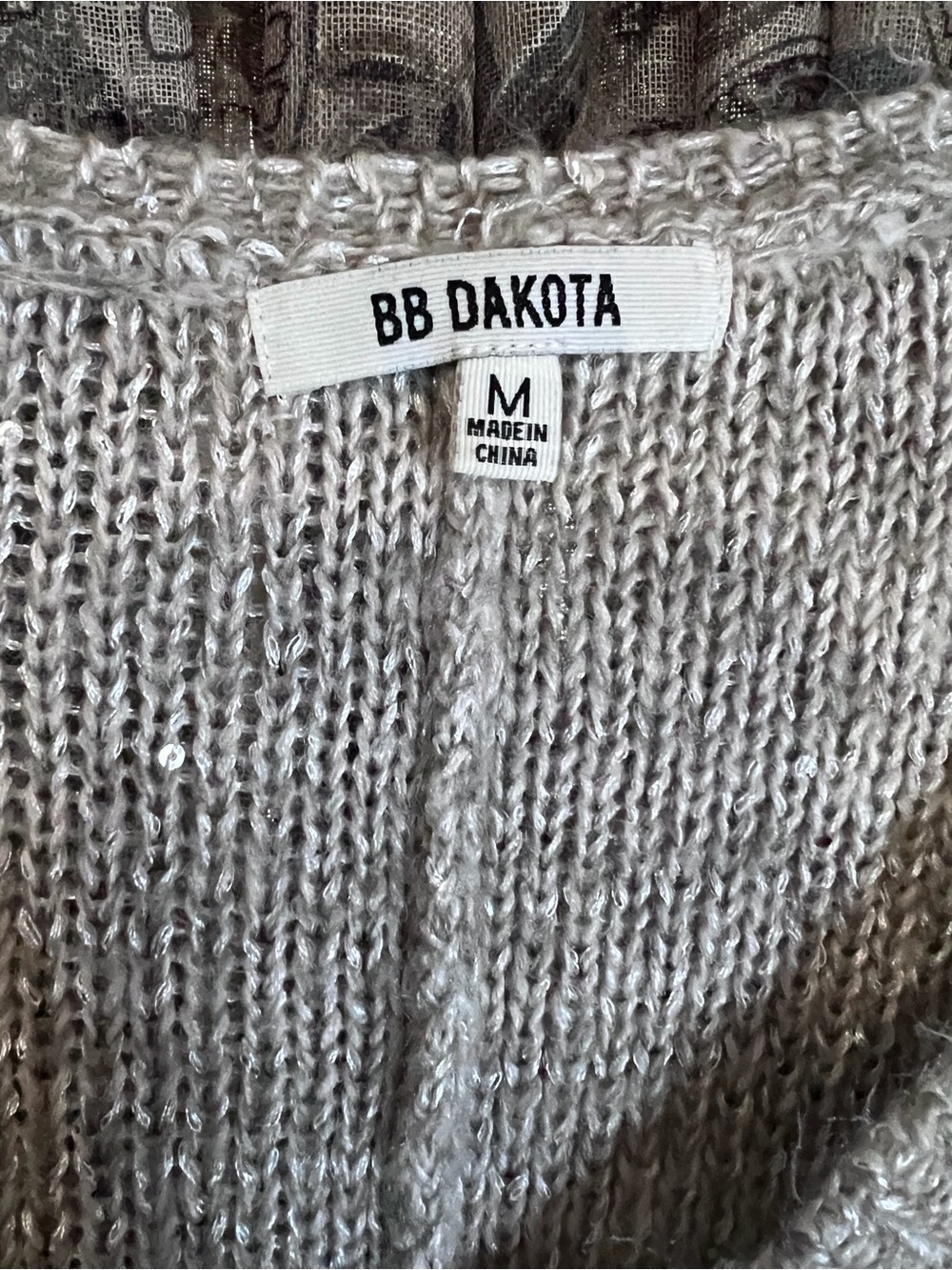 BB Dakota Shimmer Open-Weave Knit Top - Silver